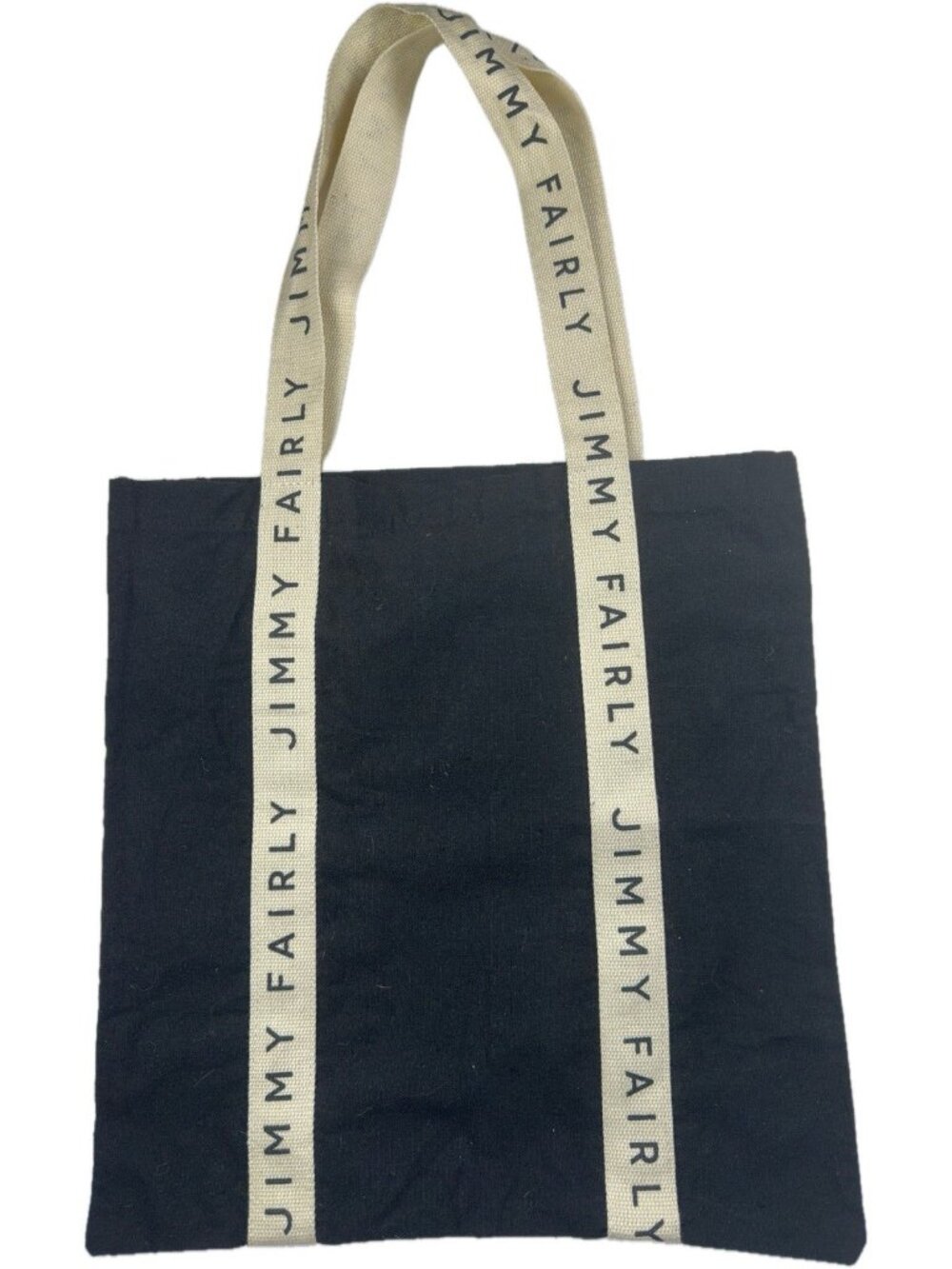 Jimmy Fairly Tote Bag Black Canvas White Logo Straps Reusable Shopping Handbag - Picture 2 of 5